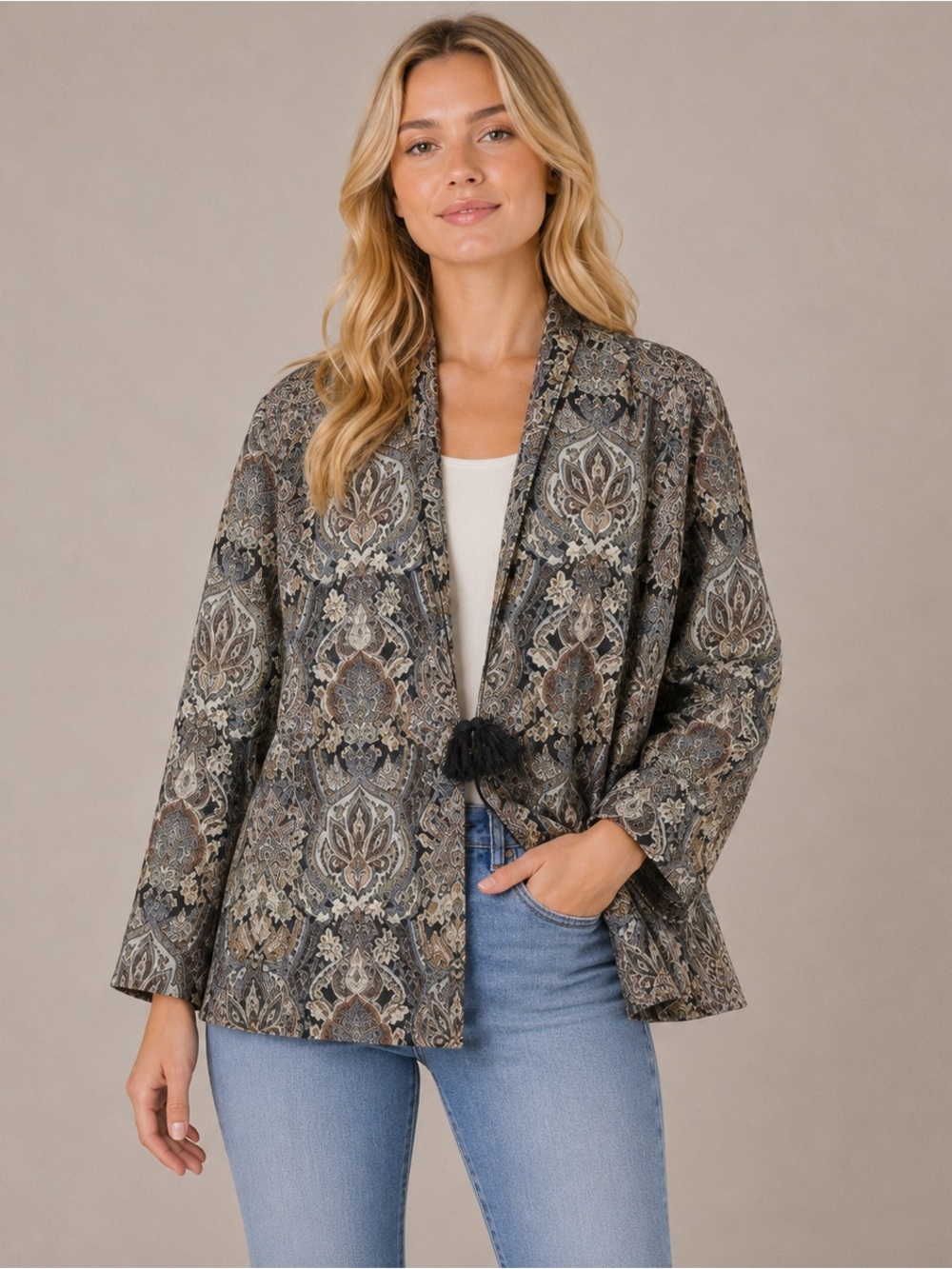 Soft Surroundings Venezia Paisley Metallic Jacket Elegant Evening Multi Size XL - Picture 1 of 11